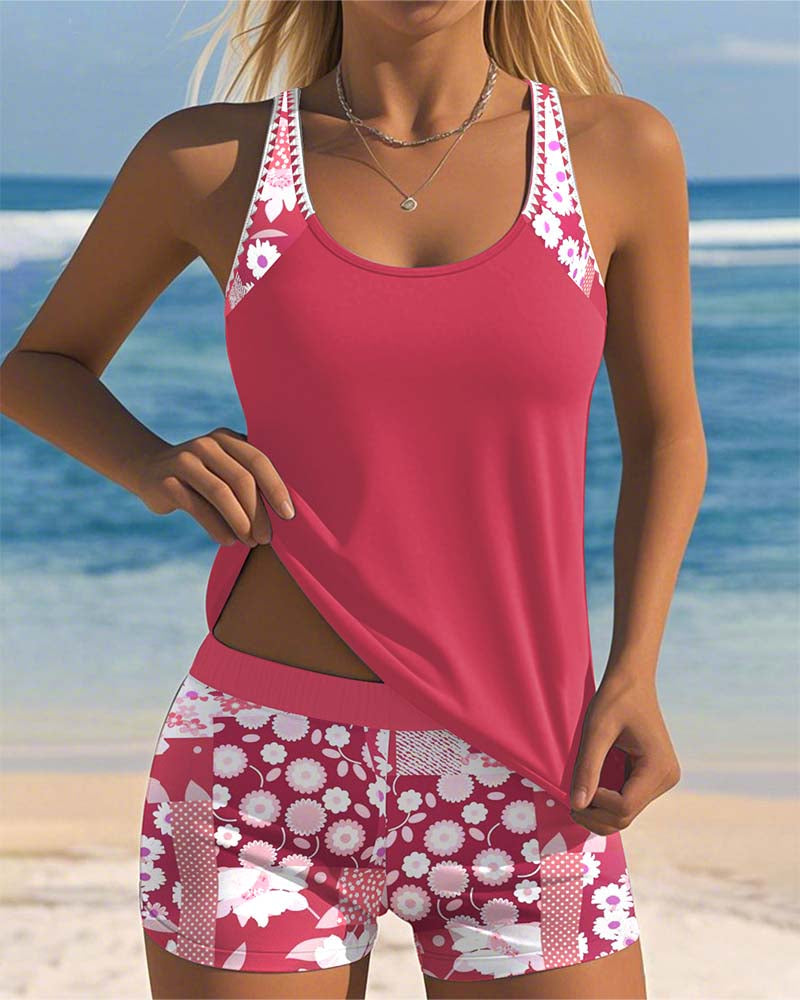 Veronica - Elegantes Badeshirt mit integriertem Boxer und Muster