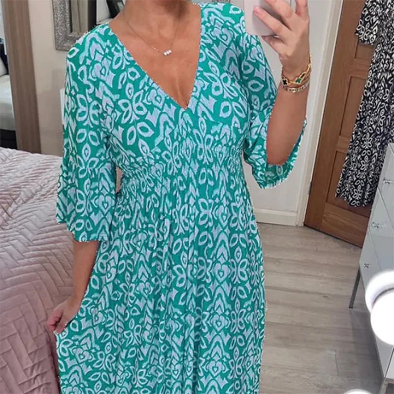 Helena - Wunderschönes blumenmuster Kleid mit V-Ausschnitt