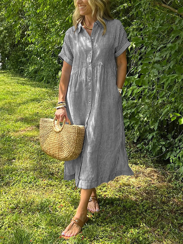 Sara – Gestreifte Oversized-Bluse mit Taschen