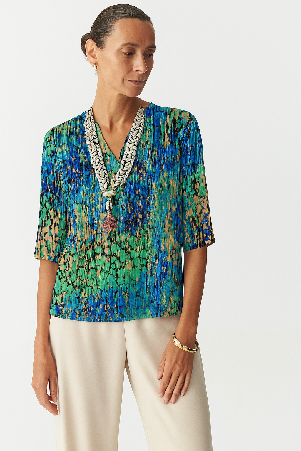Bernardine | Vintage-Bluse in Lebendigen und Strahlenden Farben