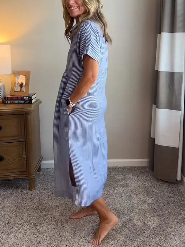 Sara – Gestreifte Oversized-Bluse mit Taschen