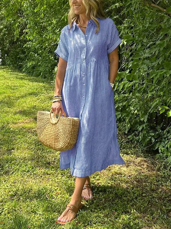 Sara – Gestreifte Oversized-Bluse mit Taschen