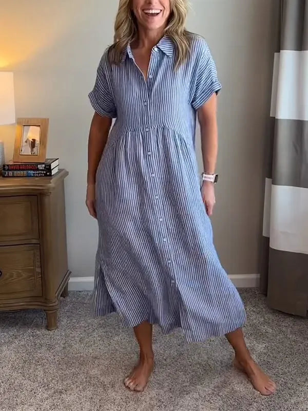 Sara – Gestreifte Oversized-Bluse mit Taschen