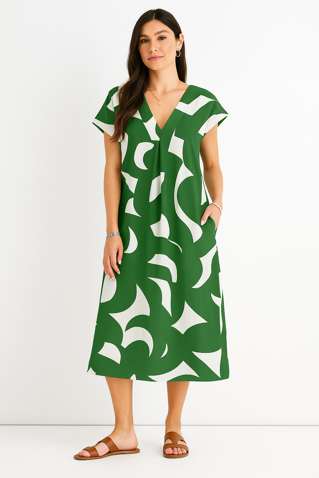 Valérie | Elegantes fließendes Kleid mit V-Ausschnitt