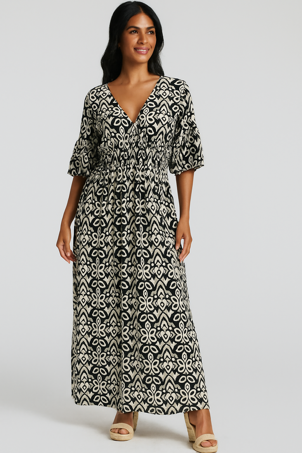 Helena - Wunderschönes blumenmuster Kleid mit V-Ausschnitt