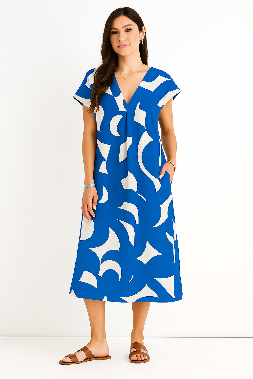 Valérie | Elegantes fließendes Kleid mit V-Ausschnitt