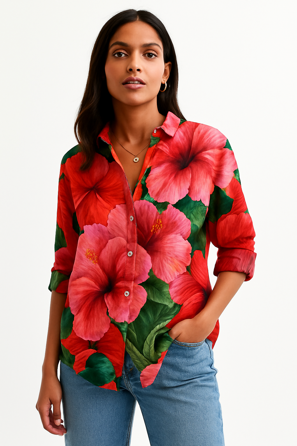 Elke - Elegante Vintage Blumenmuster-Bluse mit langen Ärmeln für einen stilvollen Look