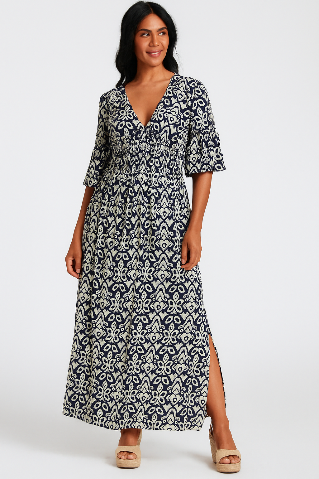 Helena - Wunderschönes blumenmuster Kleid mit V-Ausschnitt