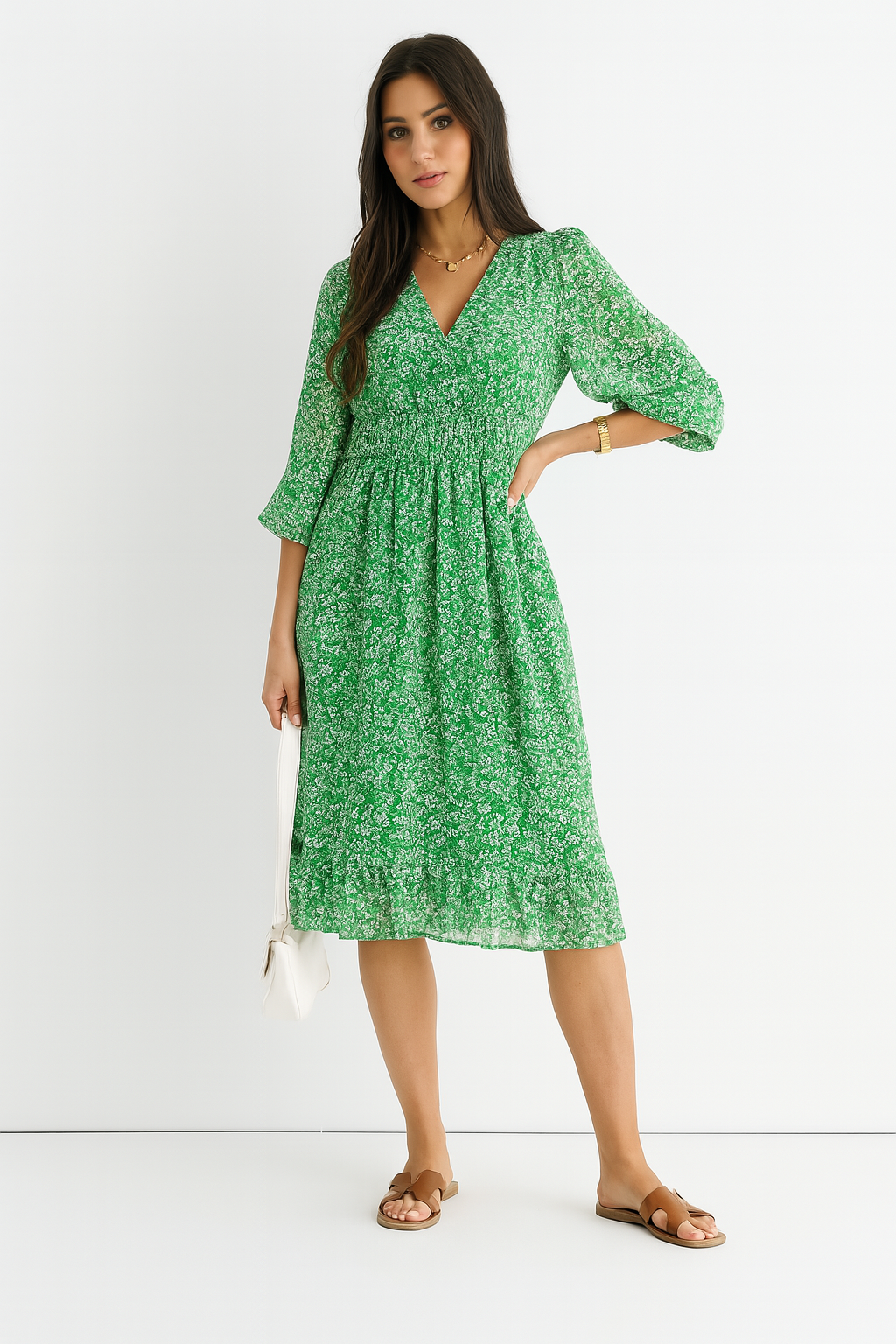 Annalise - Elegante Blumige Puffärmel
