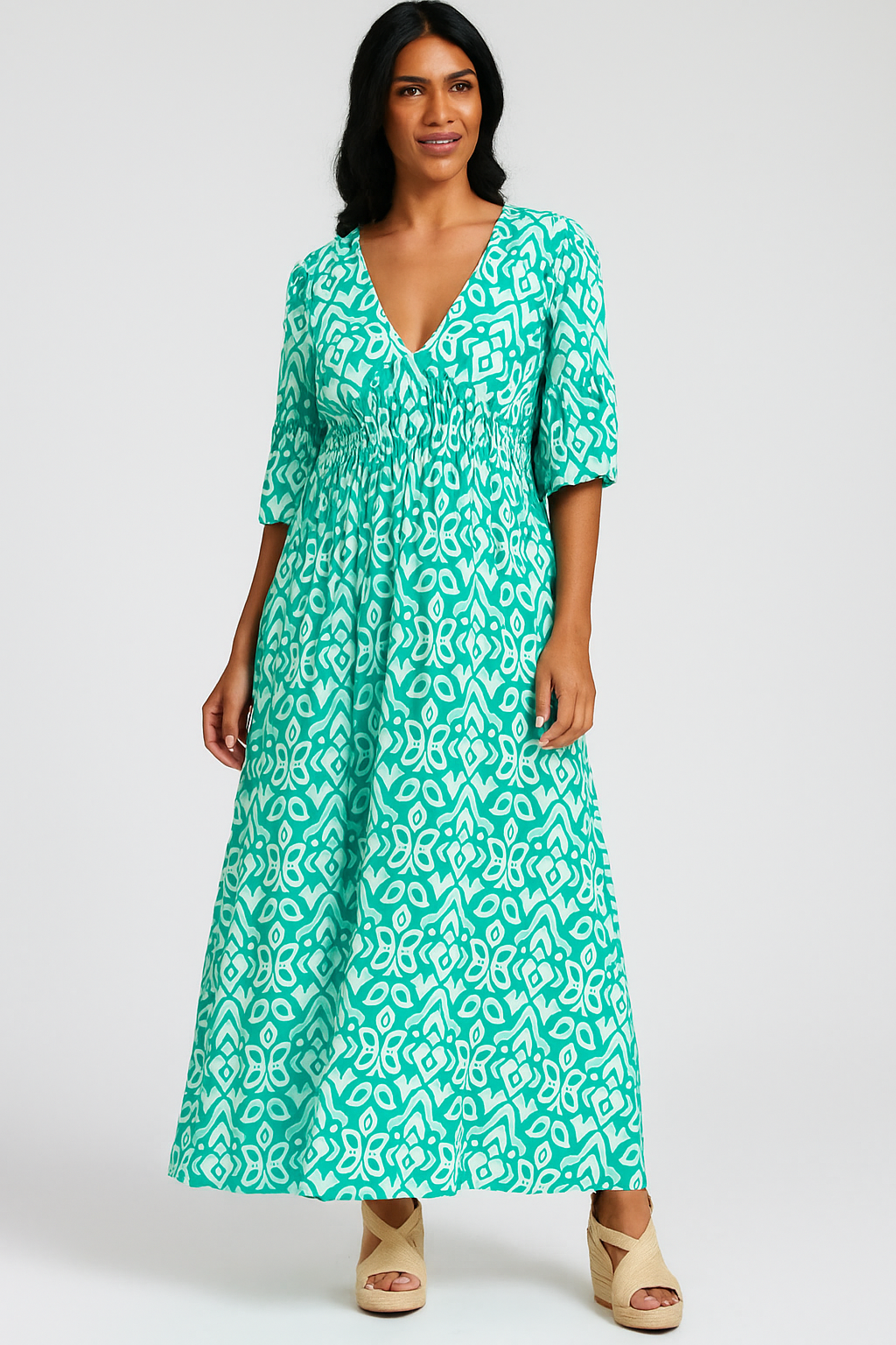 Helena - Wunderschönes blumenmuster Kleid mit V-Ausschnitt