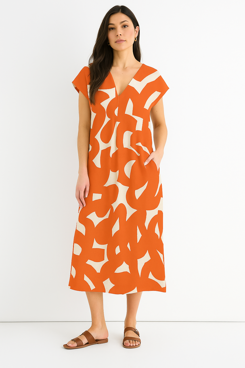 Valérie | Elegantes fließendes Kleid mit V-Ausschnitt