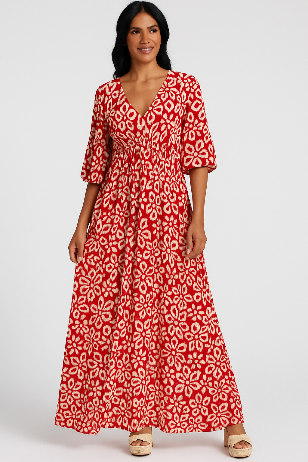 Helena - Wunderschönes blumenmuster Kleid mit V-Ausschnitt